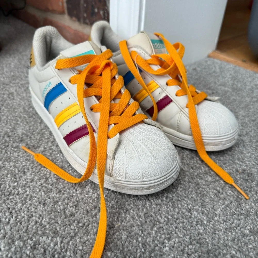 Adidas Kids Sneakers - Cream‎ with Orange and Yellow Accents Disney